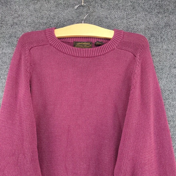 Eddie Bauer Men's Sweater Purple Small Long Sleeve Crew Neck Cotton Vintage - Picture 3 of 11